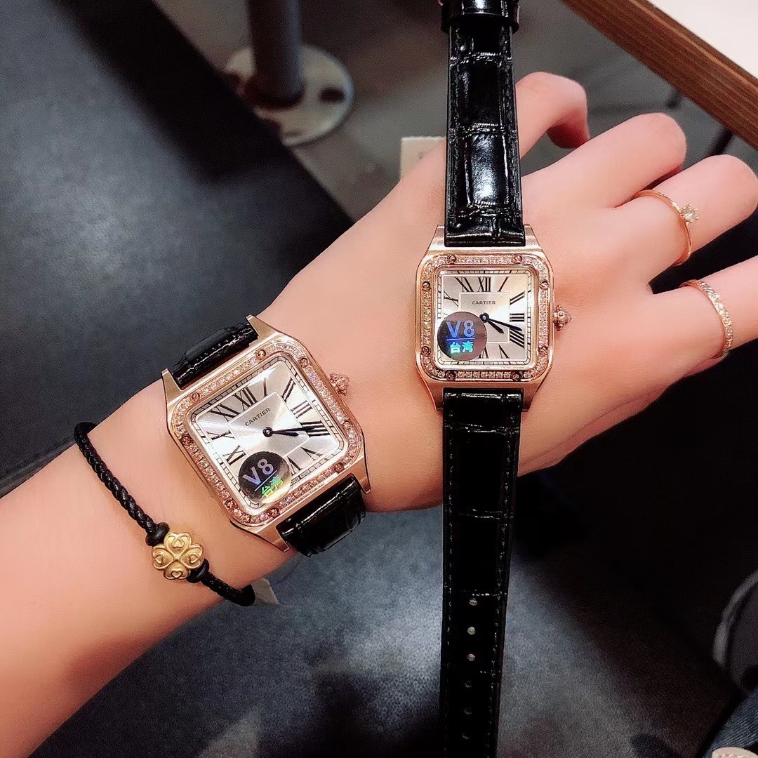 Cartier Rose Gold Crocodile Strap Watch