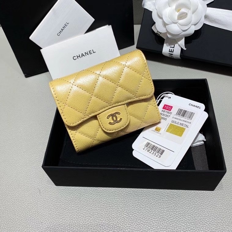 Ví Chanel Mini Màu Vàng Da Caviar 